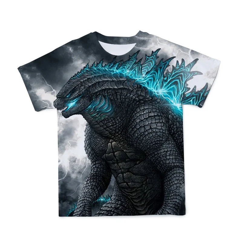 

Giant Monster Dinosaur Battle 3D Print T-shirt Summer O-Neck Kids Tops Boys And Girls Harajuku T Shirt Loose Clothes Size 4T-14T
