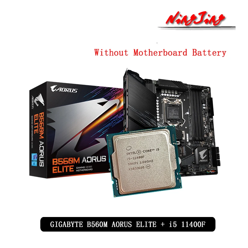  Intel Core i5 11400F CPU + GA B560M AORUS ELITE материнская плата без встроенной видеокарты LGA 1200 новая, но без coole 