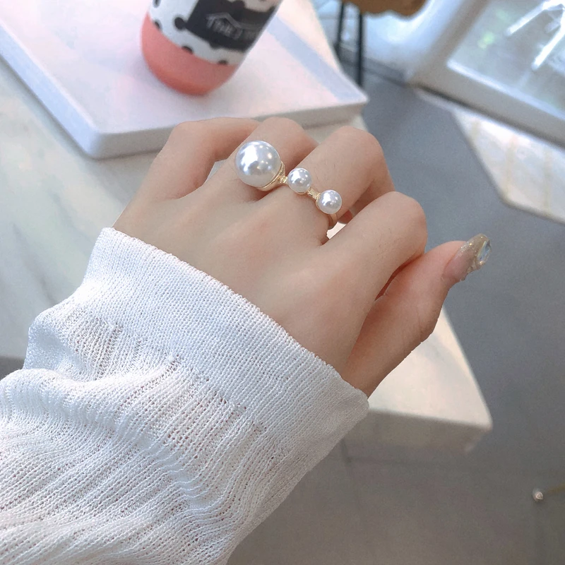

Mihan Trendy Jewelry Simulated Pearl Rings Popular Design Golden Plating Hot Selling Elegant Women Rings For Girl Lady Gifts