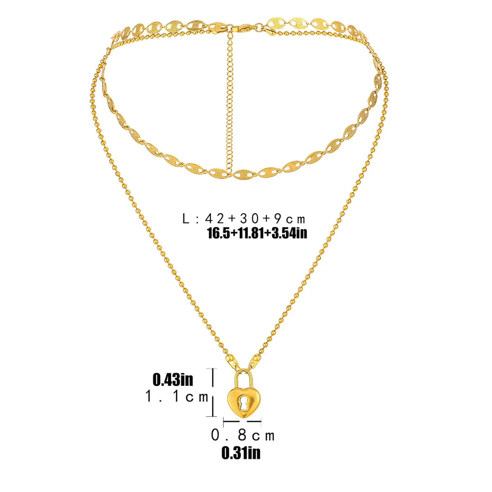 

Temperament Female Love Double Necklace Flowing Peach Heart Pendant Necklace necklace for women 2021