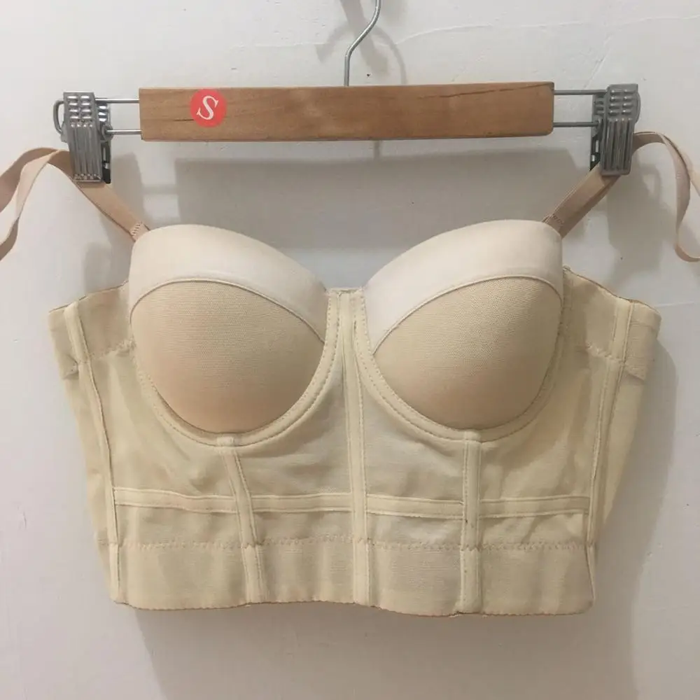 

Fashion Mesh Push Up Bralet Women's Corset Bustier Bra Night Club Party long sexy Cropped Top Vest