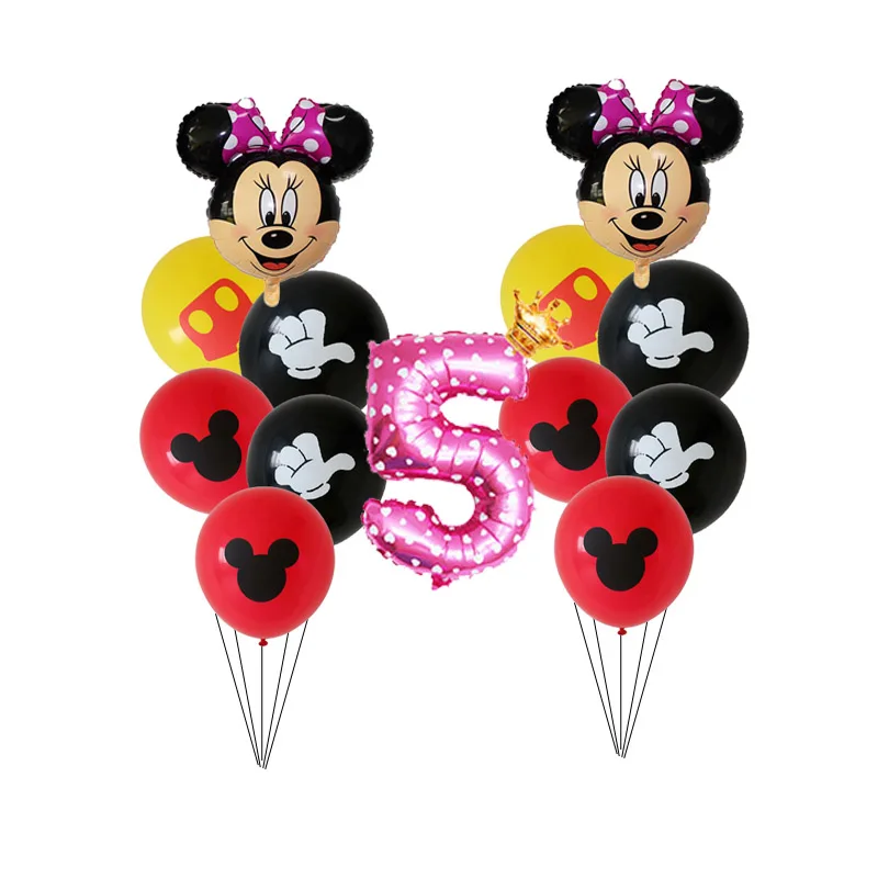 

13pcs Mickey Minnie Mouse Foil Balloons Birthday Party Decoration Baby Shower Kids Classic Toys Air Globos 32inch Number Balloon