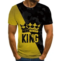 2021 new crown 3d printing t shirt mens fashion short sleeved tops summer casual plus size sports tops t shirts