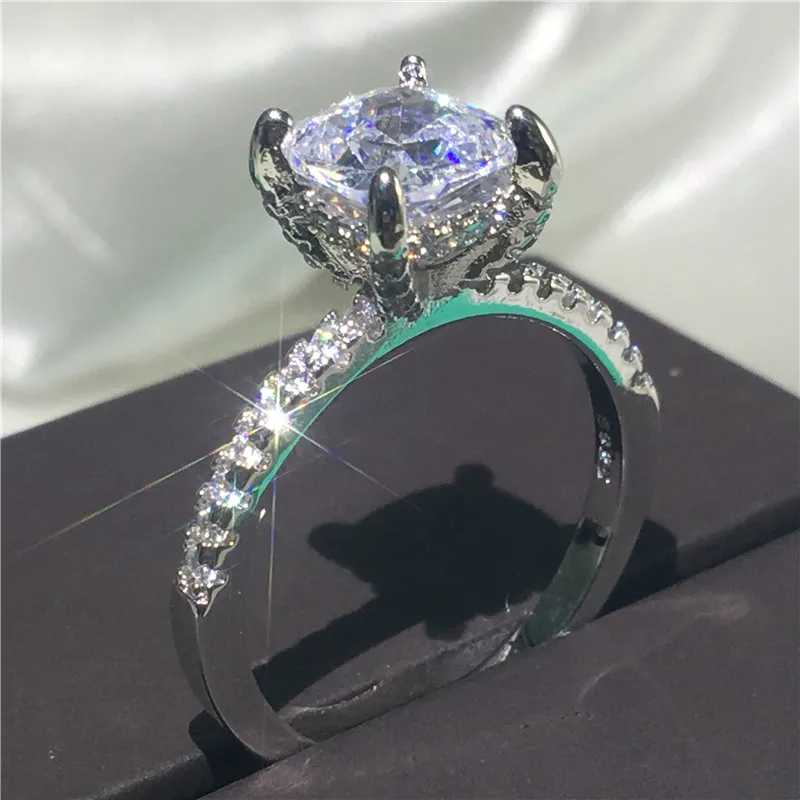 cushion cut Кольцо choucong Majeste, 925 пробы, серебряное, овальное, с подушкой, огранка AAAAA, cz камень, обещающее, обручальные кольца для женщин, вечерние ювелирные изделия на палец - Цвет основного камня: cushion cut