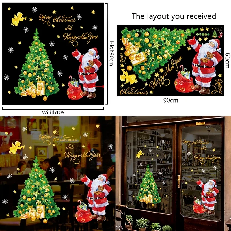 

Merry Christmas Decoration for Home 2021 Wall Window Sticker Ornaments Garland New Year 2022 Noel Natal Gift Xmas Navidad