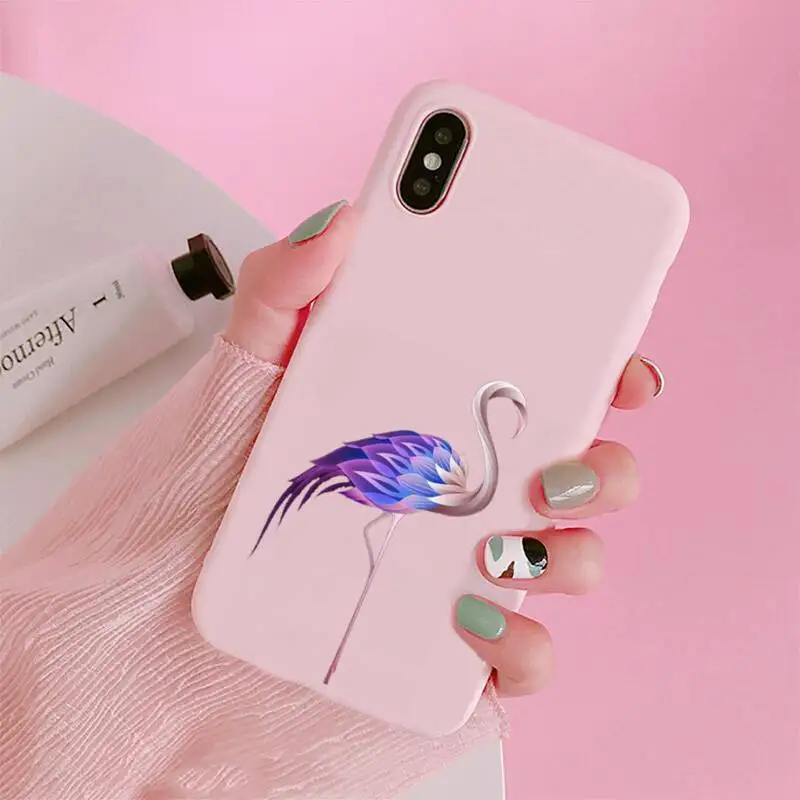 

Flamingo animal picture Phone Case Candy Color for iPhone 6 7 8 11 12 s mini pro X XS XR MAX Plus