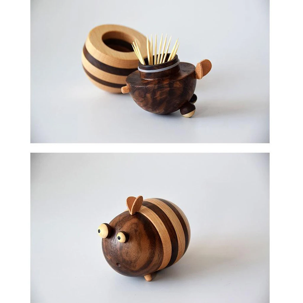 

Wooden Bee-shaped Toothpick Holder Box Can Hold Up to 150 Pieces