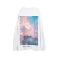 creative design high definition sky cloud printing round neck sweater men and women with the same casual oversize top