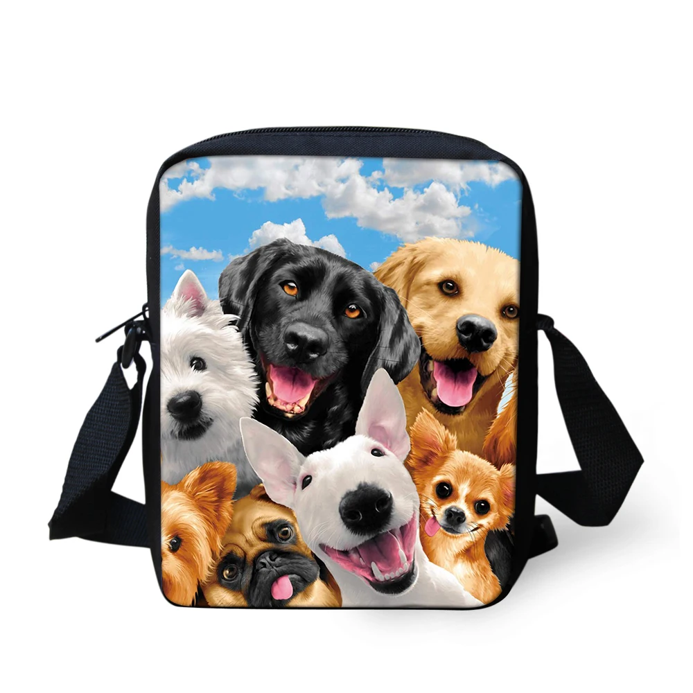 ELVISWORDS Kids Messenger Bags Cute Cat Dog Printing Lunch Bags for Boys Girls Casual Crossbody Shoulder Bags Mini Flap Funny