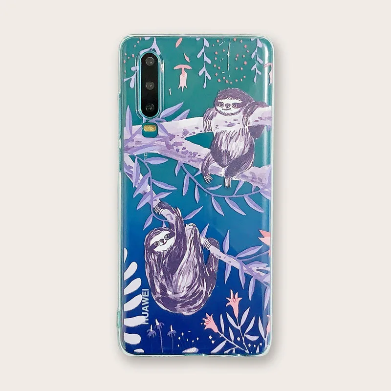 

Huawei transparent painted sloth mobile phone case for P20 / P30 / Mate 20 TPU all-inclusive mobile phone case spot