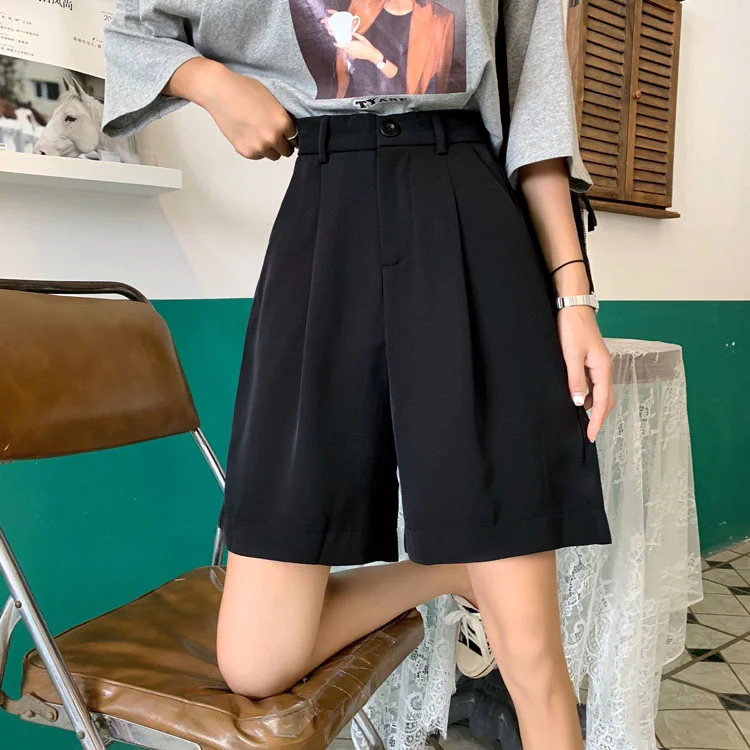 

Shorts Women's 2020 Summer New Ins Korean Harajuku Style Casual Pants Loose Slimming and Straight Suit Middle Pants