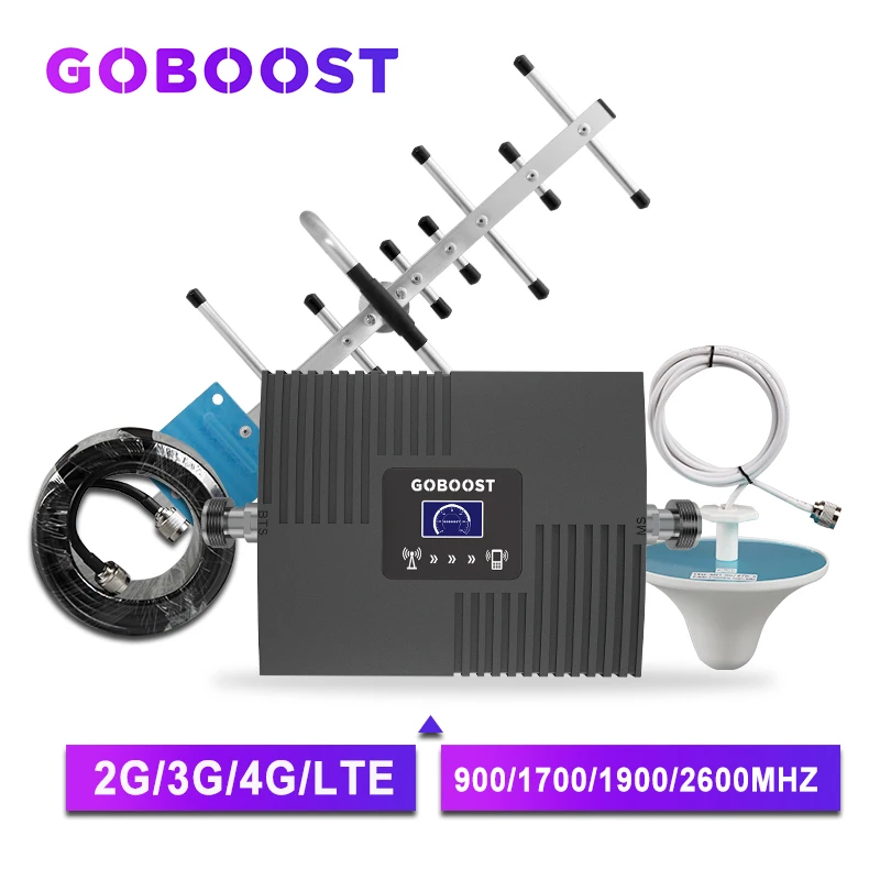 GOBOOST усилитель сотовой связи 4g сигнала GSM 2g 3g повторитель LTE 800 AWS 1700 2100 mhz 2600