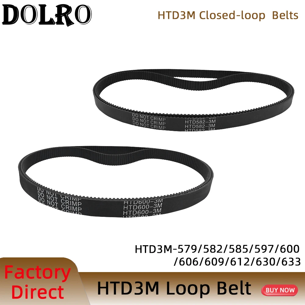 

Arc HTD 3M Timing belt C=579 582 585 597 600 606 609 612 630 633 width 6/9/10/12/15/20mm Rubbe Closed Loop Synchronous pitch 3mm