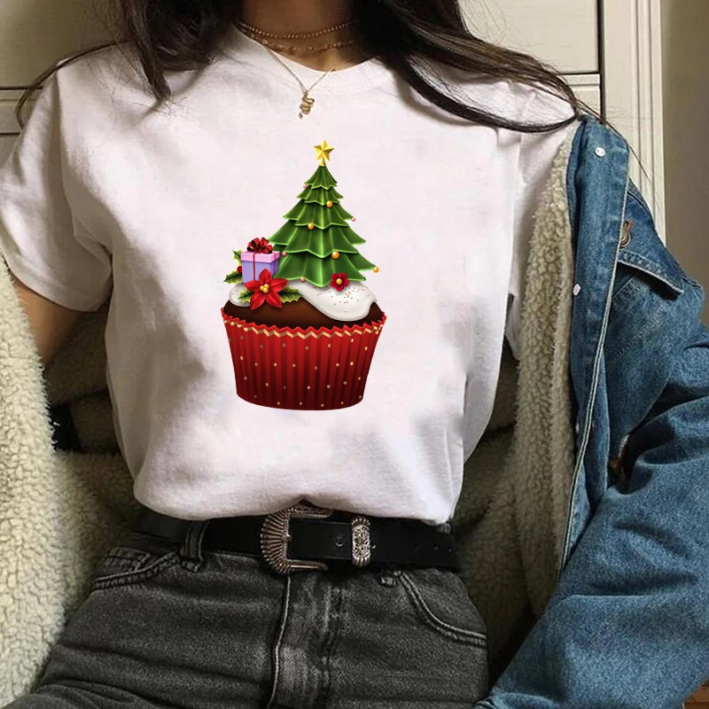 Женская модная Новогодняя одежда с принтом Merry Christmas женская футболка Kawaii футболка Camisas панк женские футболки