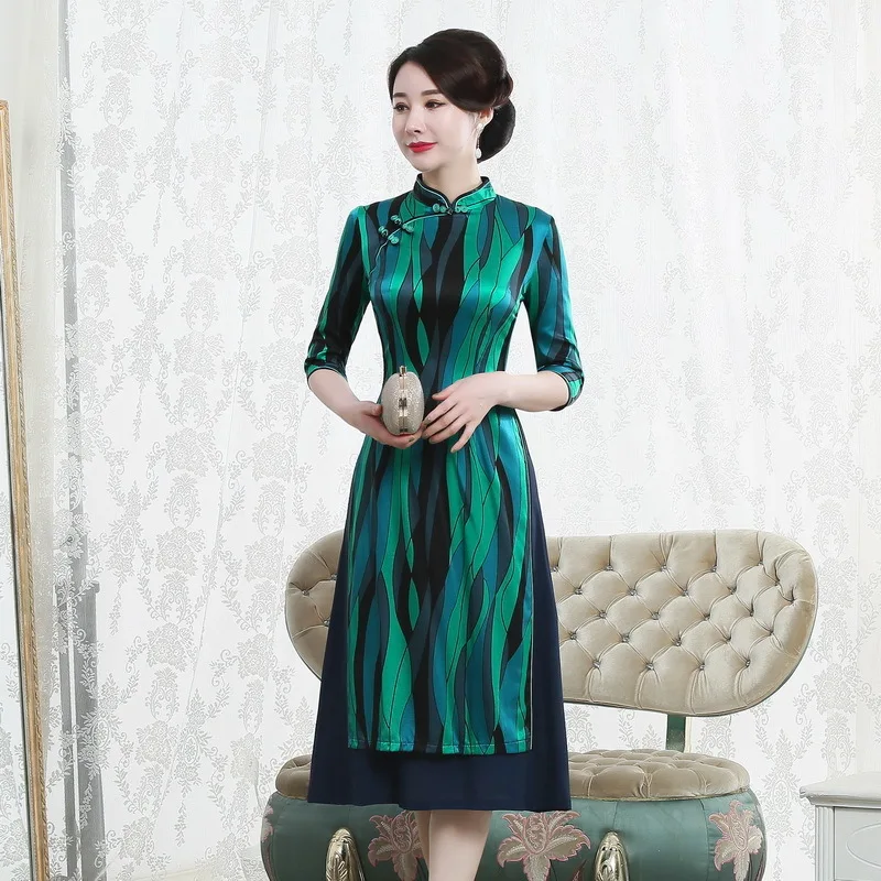 Женское платье Ципао повседневное улучшение с рукавом 7 минут 2019|Платья на