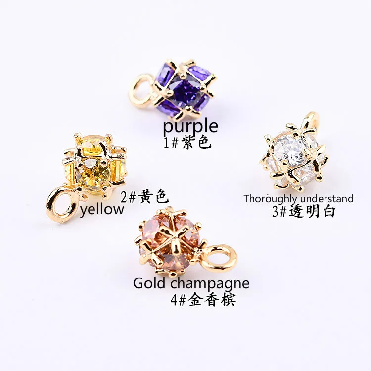 Позолоченный Хрустальный Шар из циркония DIY ювелирные аксессуары серьги ручной