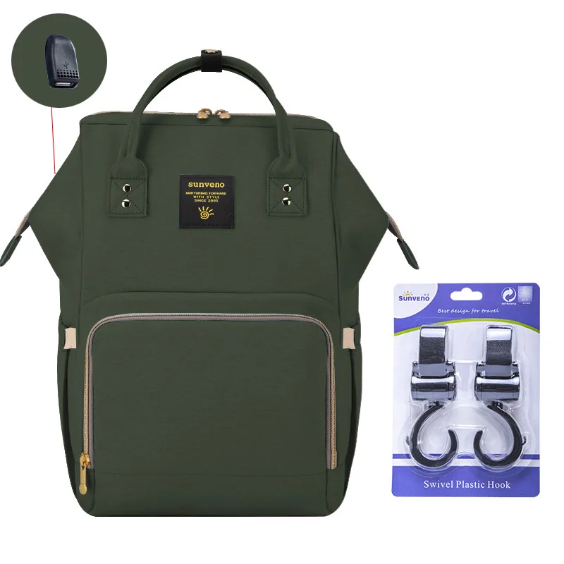 Dark green H Sunveno мода Мумия материнства подгузник сумка бренда большой емкости для сумка рюкзак дизайнер кормящих сумка для ухода за ребенком - Цвет: Dark green H
