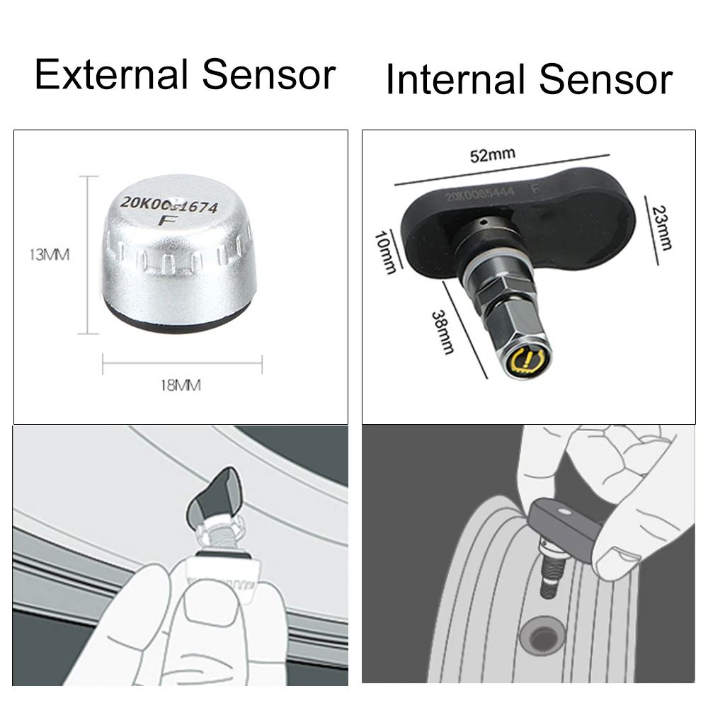 

LEEPEE TPMS Motorcycle Motorbike Tire Pressure Monitoring System LCD Screen Display Motorcycle Tire Pressure Sensor Wireless