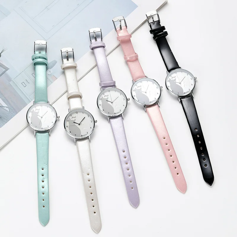 

Модные женские кварцевые цифровые часы ROW44 с белым воротником для студенток