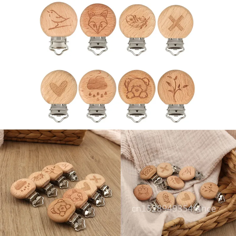 

Beech Wooden Clip Round Dummy Clip Baby Teething Pacifier Chain Holder Making