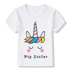 Детская футболка с принтом Большая сестра, летние топы для детей, одежда для маленьких девочек с единорогом, Детская сочетающаяся одежда для младшейстаршей сестры, 2021