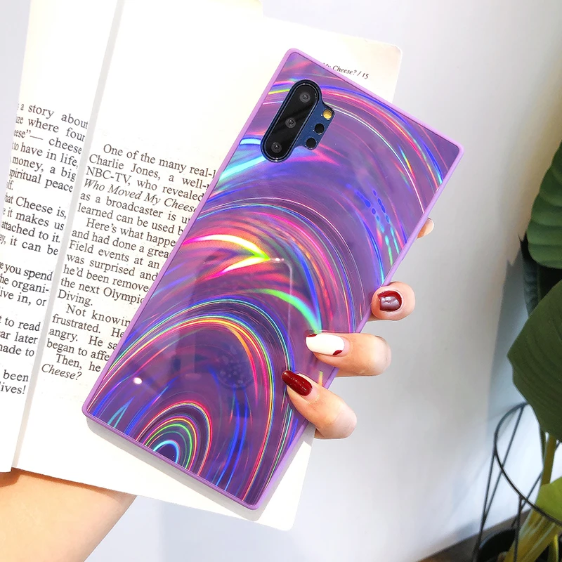 YHBBCASES для samsung Note 10 8 9 модные лазерные радужные чехлы для телефонов samsung Galaxy S8 S9 S10 Plus цветной мягкий чехол Аврора