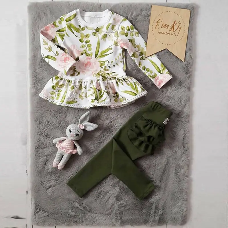 Милый комплект зимней одежды для новорожденных девочек топ с длинными рукавами и