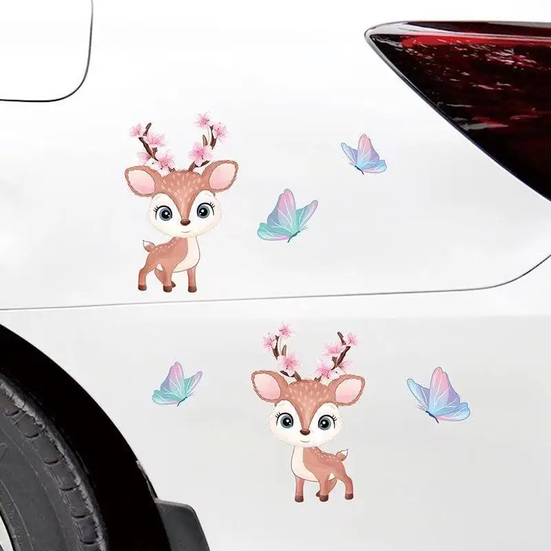 

6PCS Car Suitable For All Kinds Of Cars Sticker Pretty Beautiful Personality Deer Cartoon Waterproof Stickers For women Gilrs