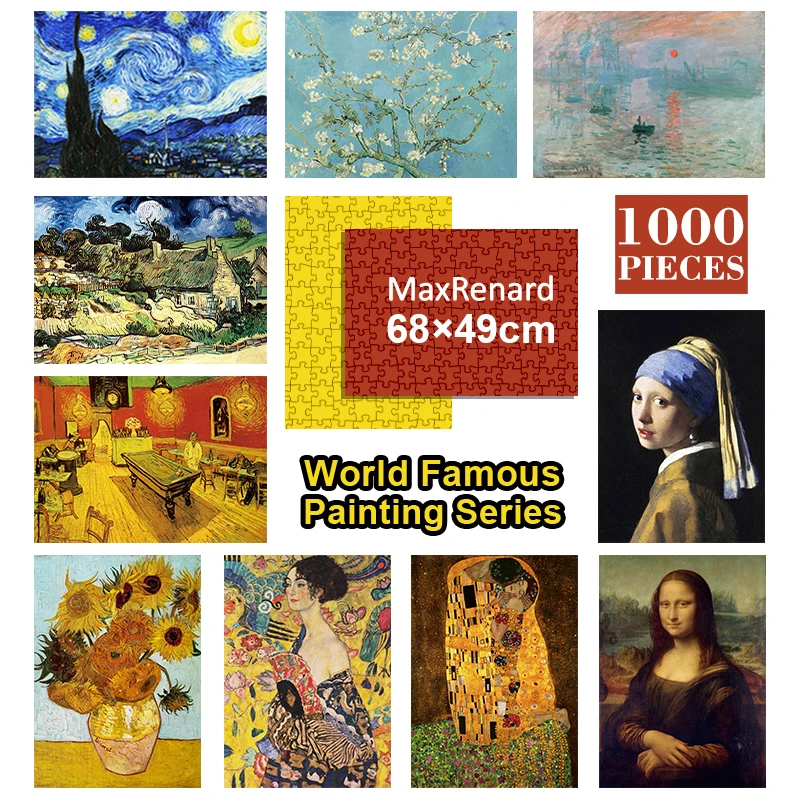 

MaxRenard 68*49cm Jigsaw Puzzles 1000 Pieces Old Master Van Gogh Starry Night Thick Paper Puzzle Toys for Adults Birthday Gifts