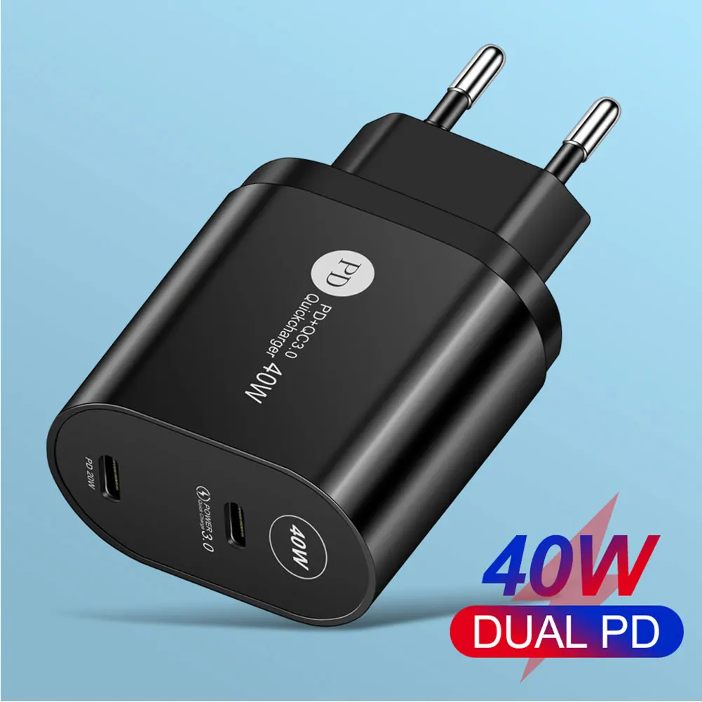 

40W USB Charger 2 Ports PD Phone Charging Wall Charger Adapter Universal Compatible PD Power Adapter for Tablets