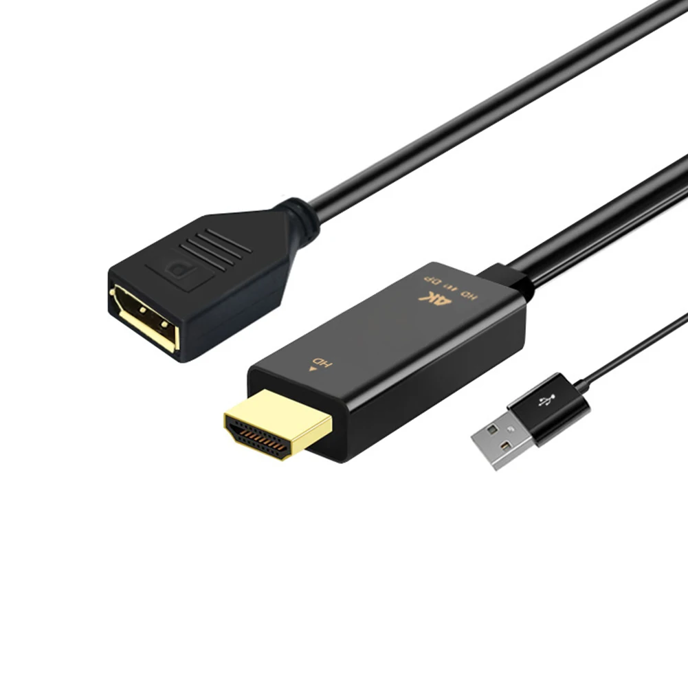 

H146 HDMI-Compatible Male to DisplayPort DP Female Adapter Converter Cable with USB Power for TV Monitor Projector 0.8ft