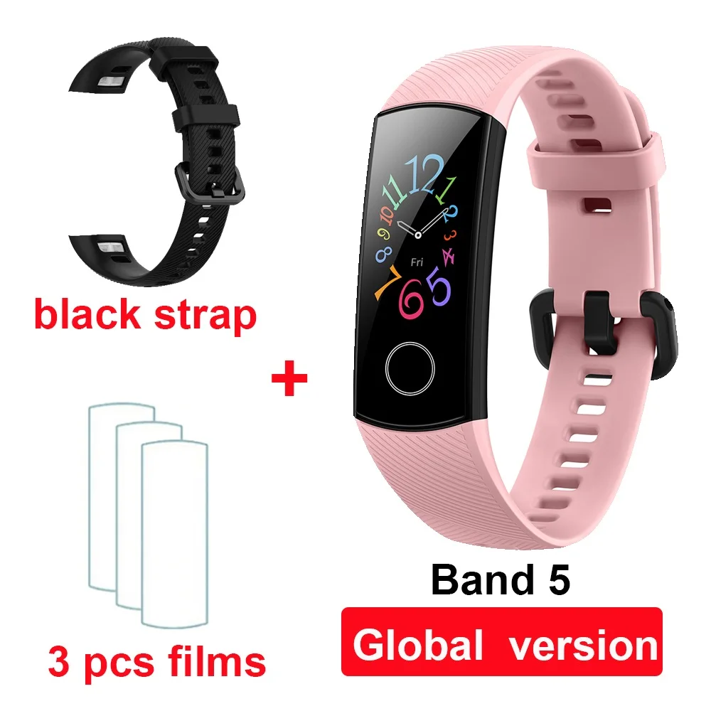 pink GL black Huawei Honor Band 4 Band 5 умный Браслет Globle Версия 50m водонепроницаемый фитнес-трекер монитор сердечного ритма во время сна Smart Wirstband - Цвет: pink GL black