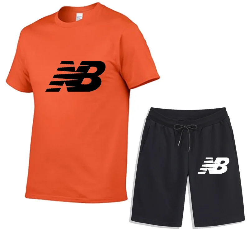

2021 Summer Popular New Men's T-Shirt + Sports Shorts Set Suit Personalized Fashion Printing High Sports Running Set Men's Sets