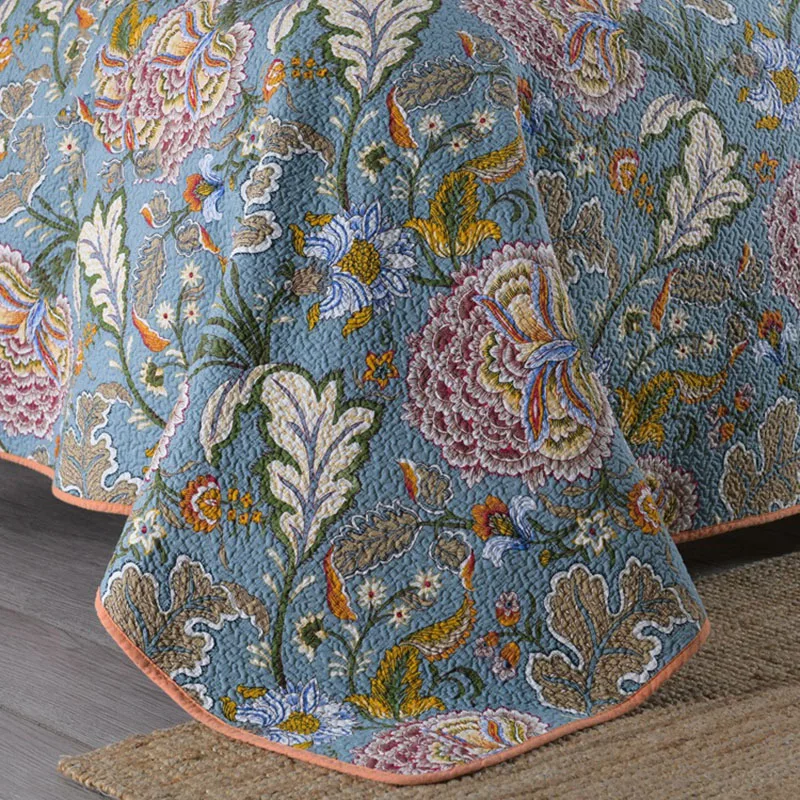 

Print Bedspread Cotton Quilt Set 3PCS Bed Cover With 2*Pillowcase Queen Size Summer Blanket Coverlet