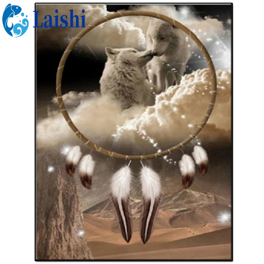 

5D DIY Dream catcher, egyptian landscape, wolf Round Drill Diamond Painting Cross Stitch 3D Diamond Art Embroidery Decor Gift