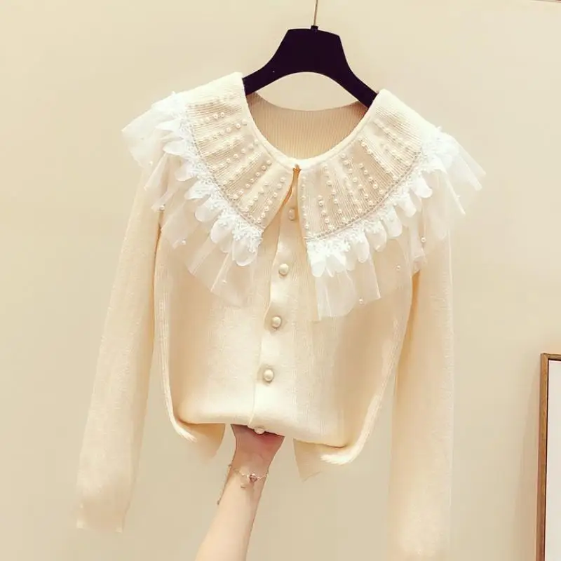

Women Cardigan Knitted Crop Cardigan Women Korean Short Sweater Long sleeve Cardigan Green Blueexpose Waist Women Clothing