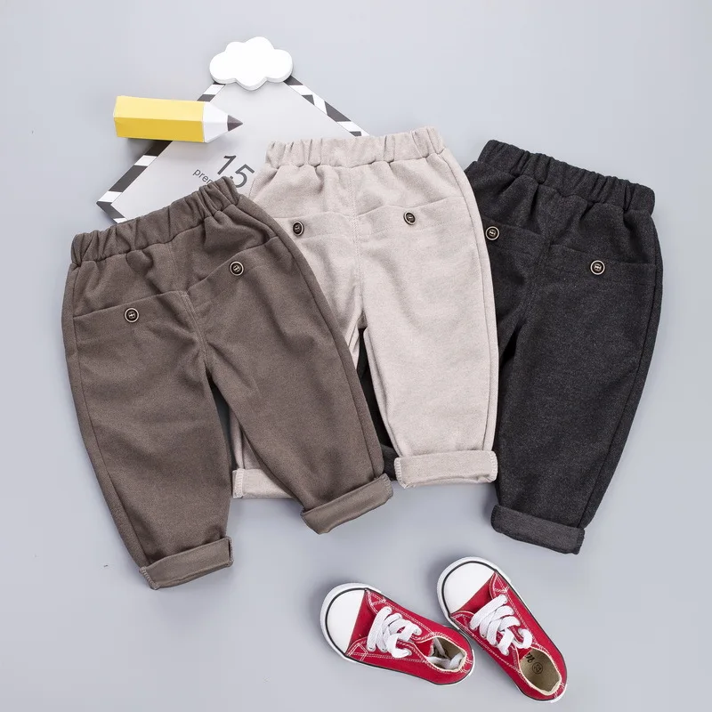 LOOZYKIT Children's Autumn Casual Trousers Children Cloths Kids Clothing Baby Solid Color Elastic Band Cotton Boys Girls Pants | Детская