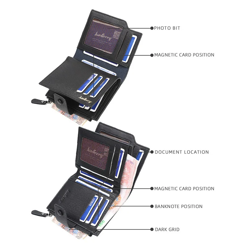 2021 Винтаж Для мужчин из искусственной кожи бренд класса люкс бумажник короткий