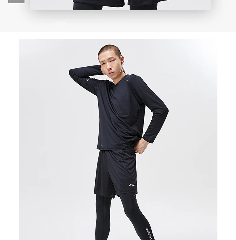 Li-Ning мужские футболки с длинным рукавом для бега, удобные дышащие спортивные футболки с подкладкой для фитнеса ATLP055 MTL1049