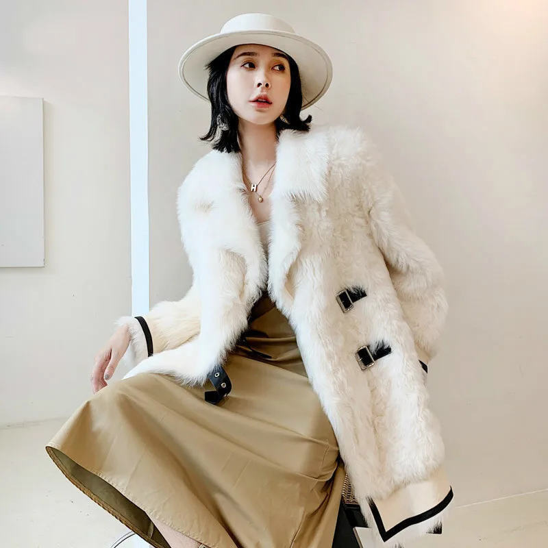 Зимнее пальто из натурального меха Женская длинная настоящая куртка короткой