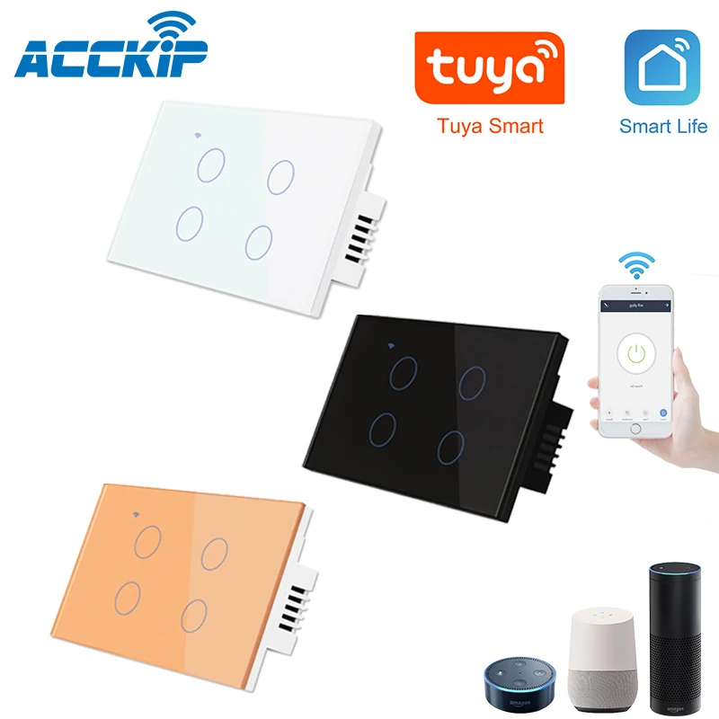 ACCKIP Wifi умный выключатель света со стеклянным экраном сенсорная панель голосовой