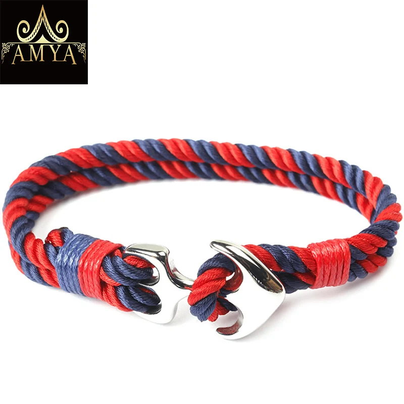 Браслет AMYA из нержавеющей стали с якорем веревочные белые браслеты для женщин и