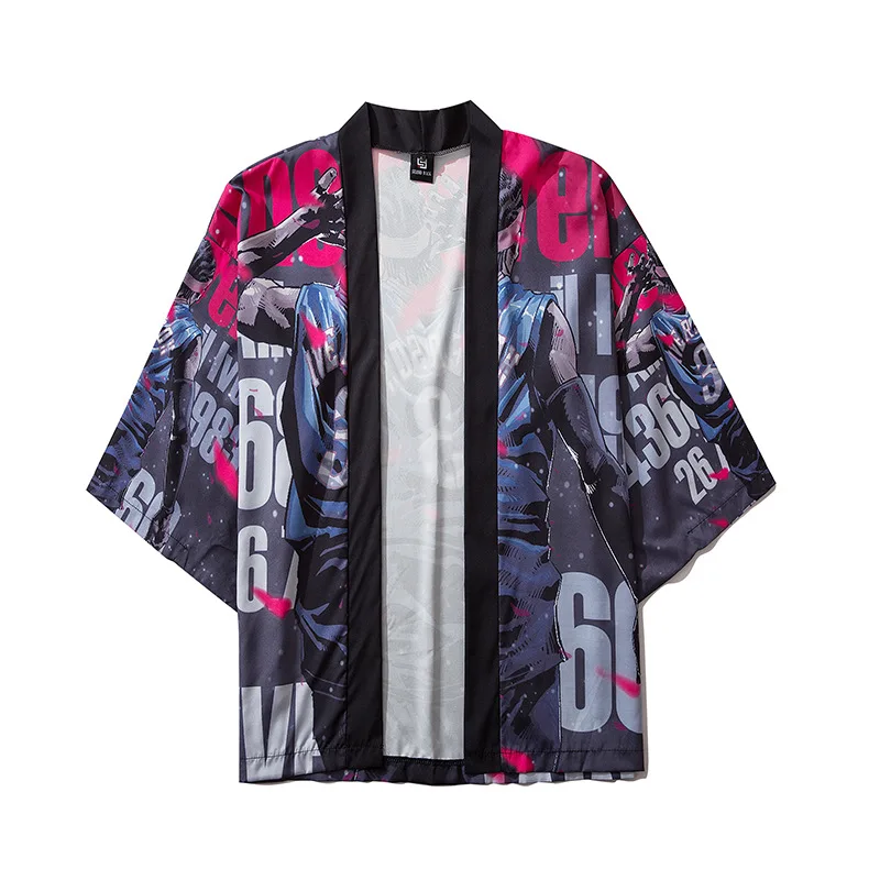 Японское кимоно для мужчин юката принт Кимоно Кардиган Защита от солнца рубашка