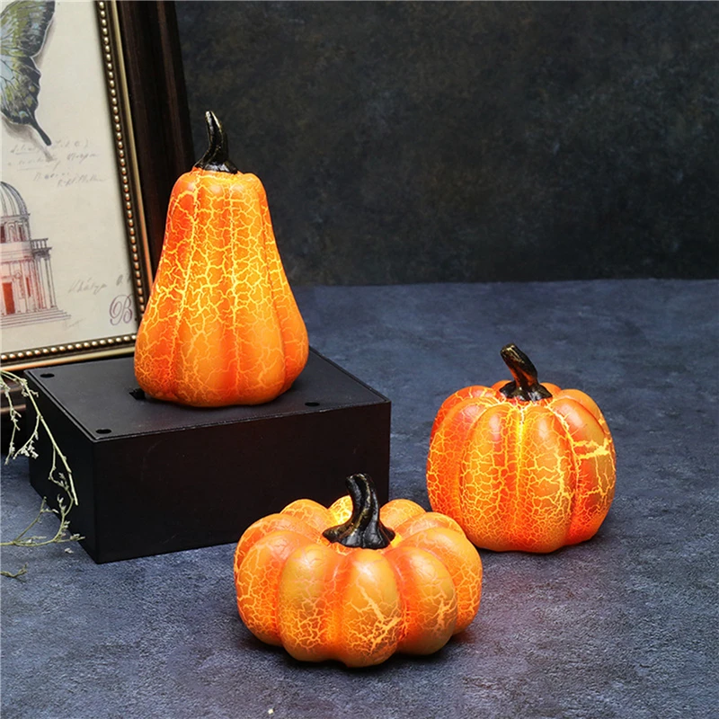 

Halloween Decorations Pumpkin Shaped Ornament Desktop Artware with LED Lamp for Living Room Office Shops