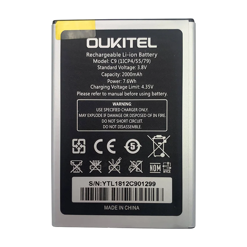 

100% Original 2000mAh Oukitel C9 High Quality Battery For Oukitel C 9 Li-ion Replacement Smartphone Batterie Batteria