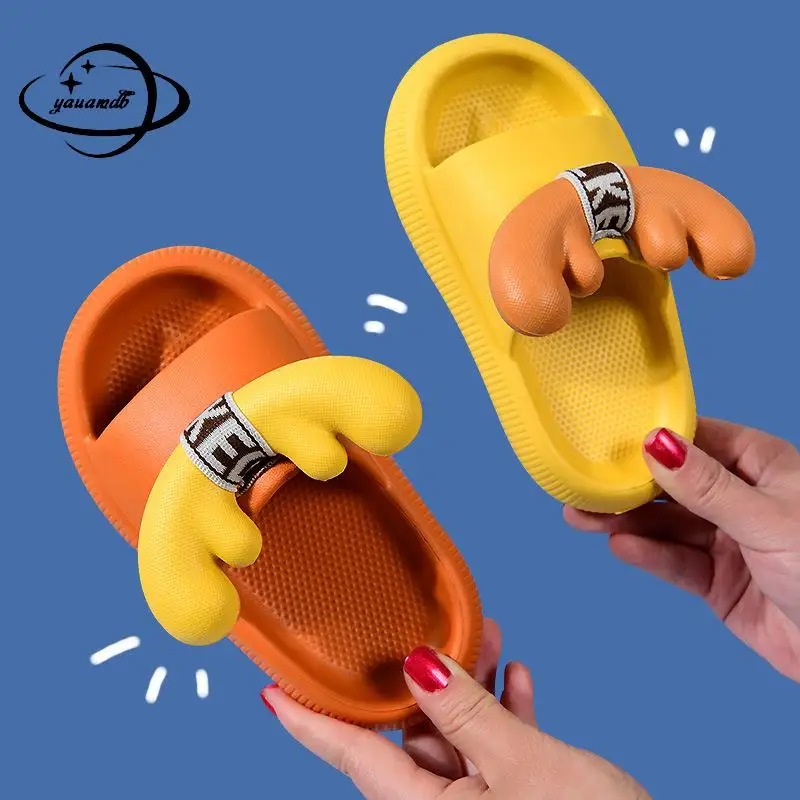 15-22 Kids Slippers Summer Boy Girl Flip Flops Shoes Flat Heels Mixed Colors Bathroom Non-Slip Antlers Children Footwear Hy18