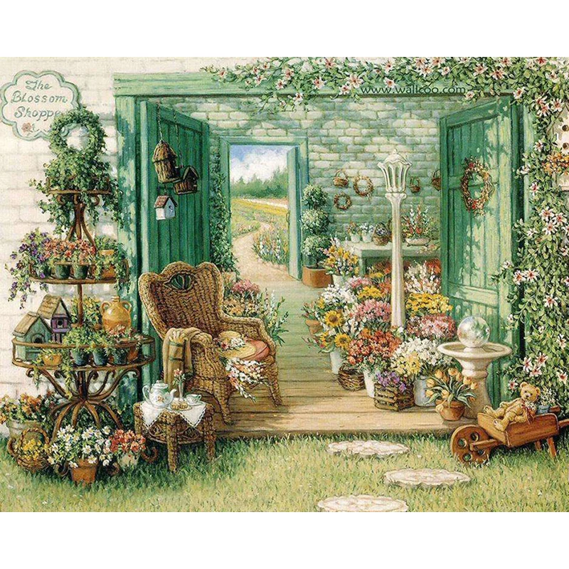 

5D Diamond Embroidery Landscape back garden Rhinestone Diamond painting Pasted Paintings Cross Stitch Kit diamond Decor G128