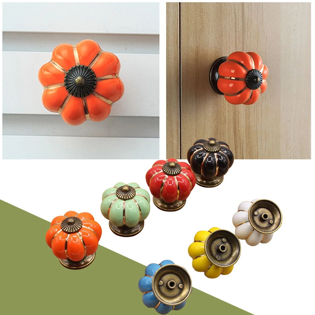 1 шт ящик ручки шкафа керамические красочный дизайн дверные в виде тыквы