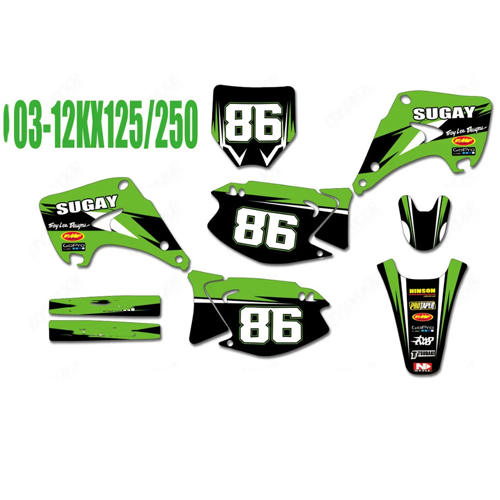 Наклейки для Kawasaki 125/250 KX наклейки графические наборы KX125 KX250 2003 2004 2005 2006 2007 2008 2009 2010