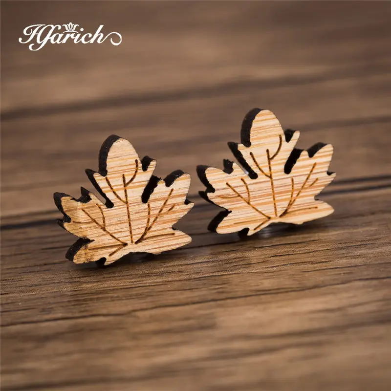 55 Wood Earrings Hfarich кленовый лист горы ананас серьги кран для женщин животный мир, растение дерево массивные серьги Улица Популярные украшения - Окраска металла: 55 Wood Earrings